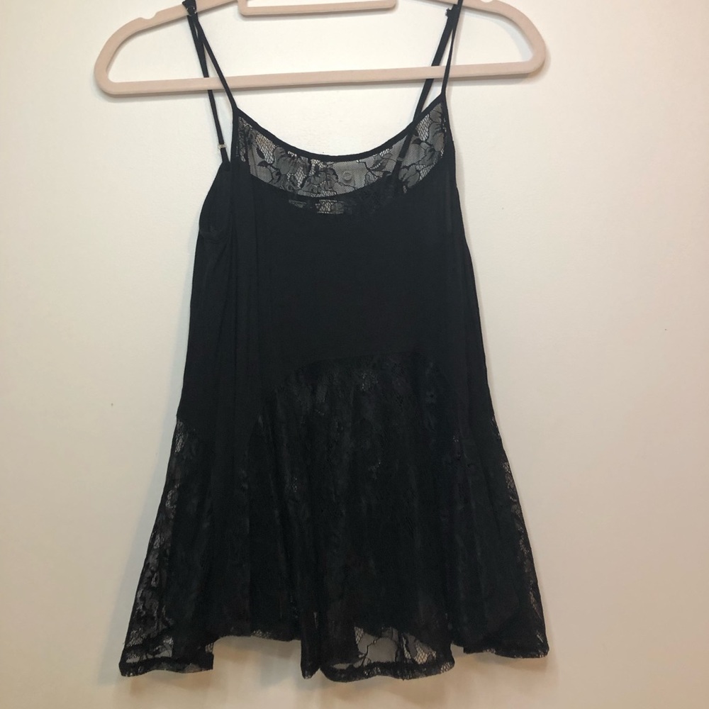 Chloe K Black Lace Inset Tank Top | Sz L